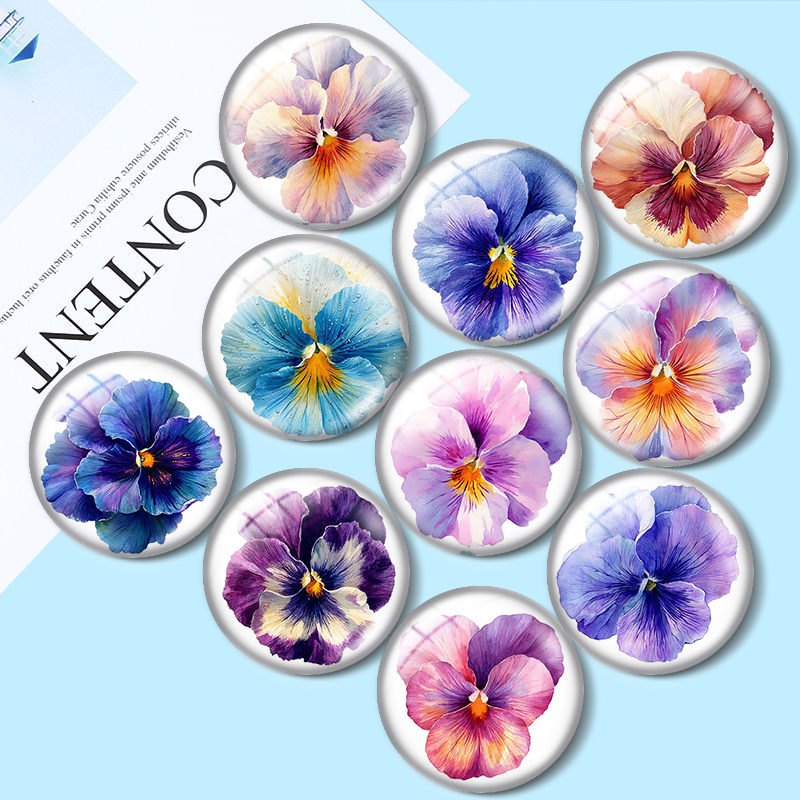 Body Jewelry Top - Akvarelowe bratki 12/18/20/25mm szklane kaboszony zawieszki