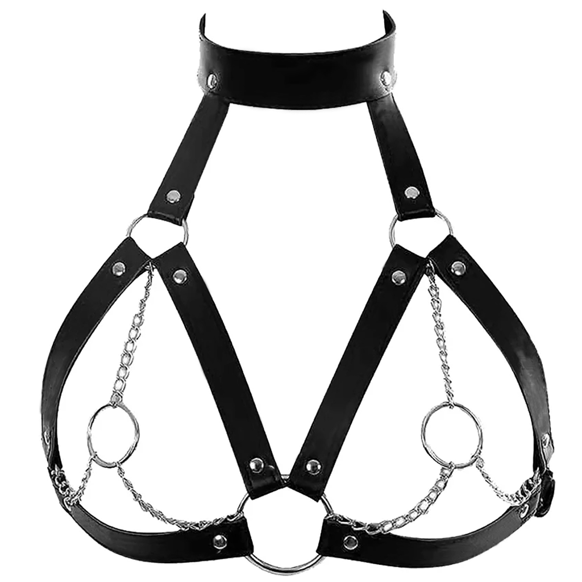 Body Jewelry Goth - Damska skórzana uprząż pas biodrowy z