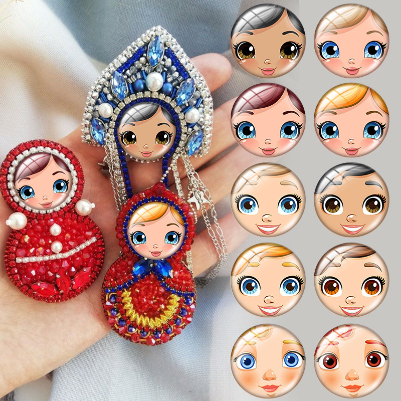Body Jewelry Top - Ilustracja twarzy rosyjskiej lalki matrycowej, szklany