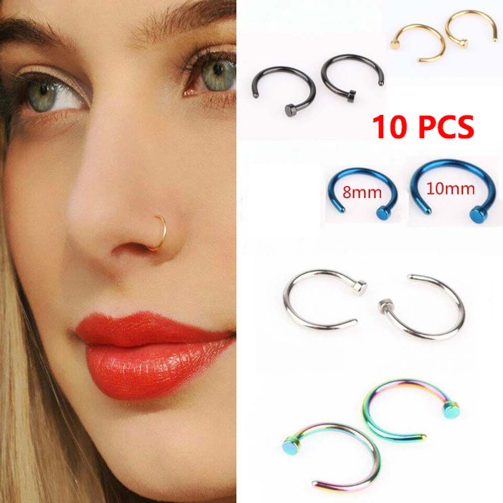 Body Jewelry And Earrings - 10 szt. cienkich kolczyków w kształcie