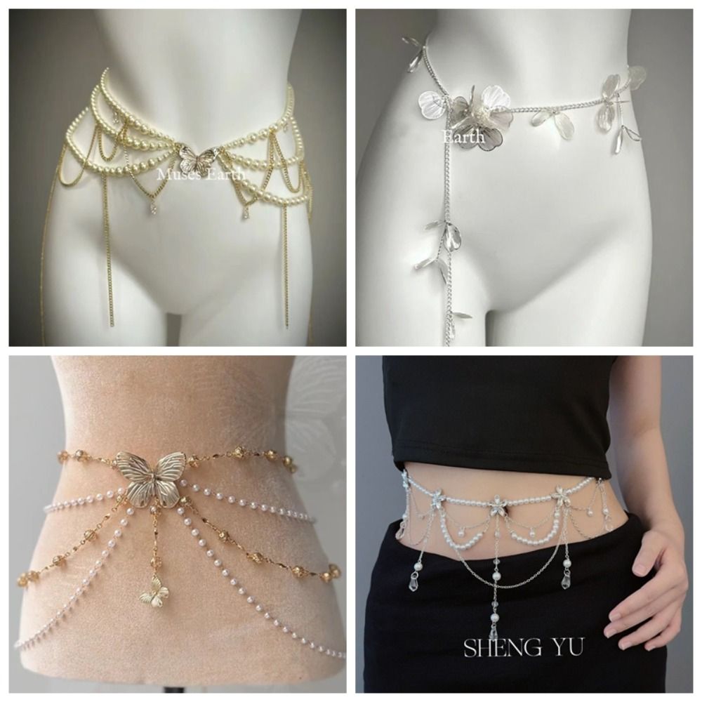 Body Jewelry For Women - Eleganckie łańcuszki do talii z perłami,