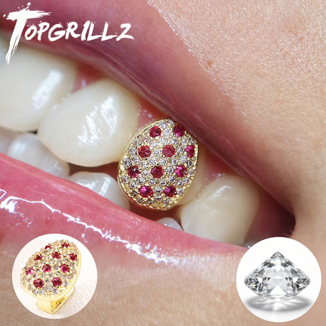 Body Jewelry Ends - TOPGRILLZ Mieszany różowy i przezroczysty CZ